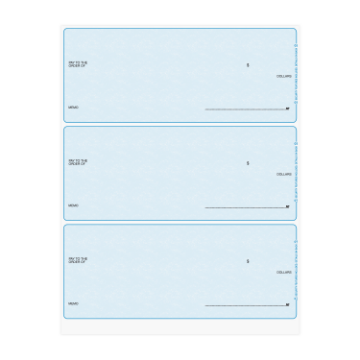 3 On-a-Page Blue Business Laser Checks w/ Imprint