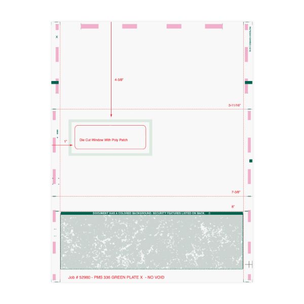 C Fold 8.5" x 11" Green Check Window One Block Out - Pressure Seal Documents